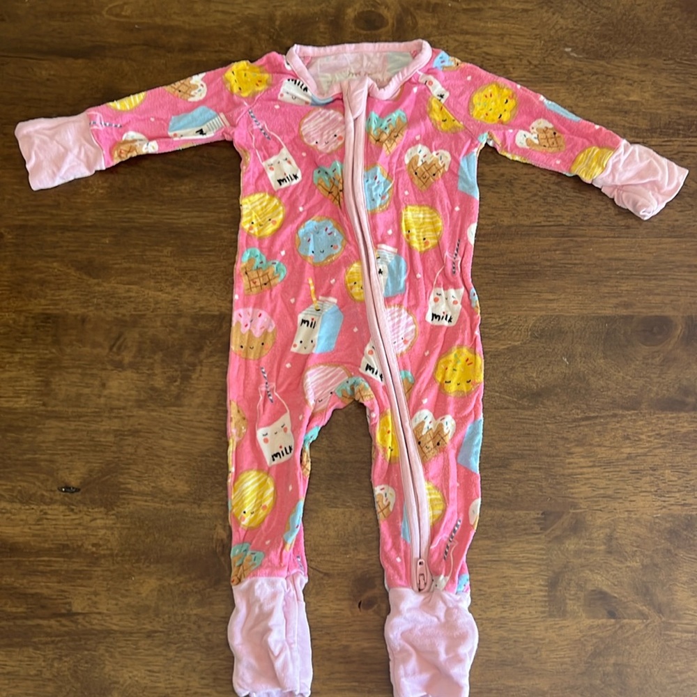 NB Little Sleepies Pink Milk + Cookies bamboo footie